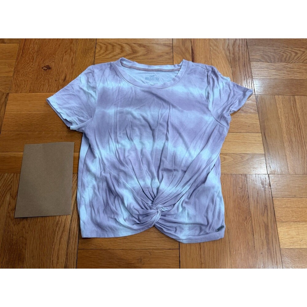 Hollister Women's Medium Easy T-Shirt Lavender White Tie Dye Side Knot